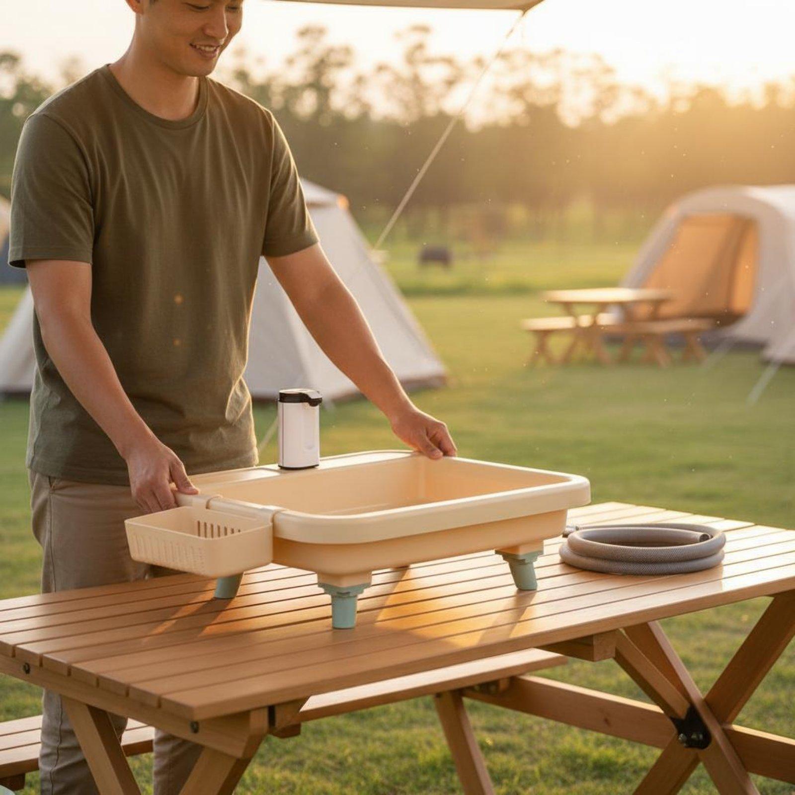 Outdoor Adventures - Portable Camping Sink with Built-in Faucet