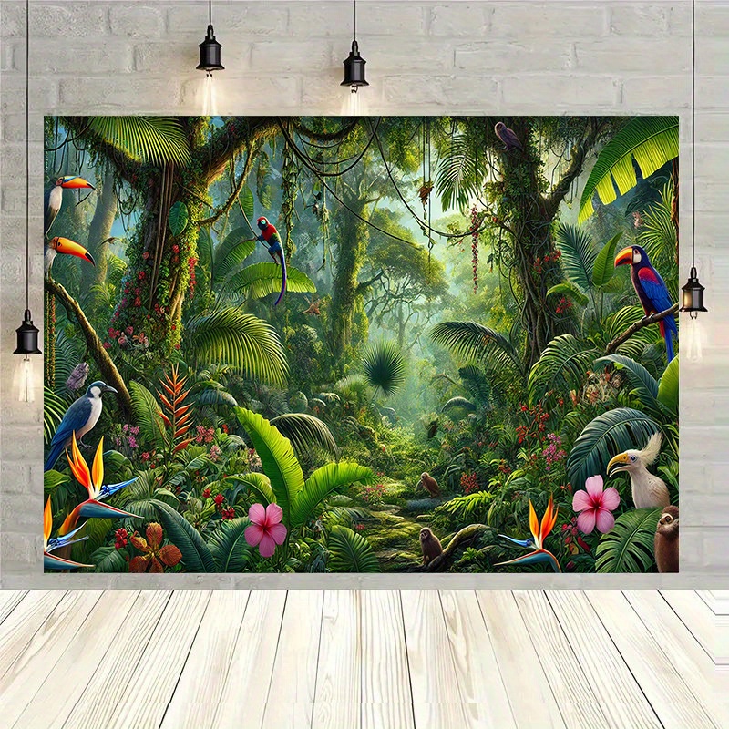 Outdoor Adventure Birthday Party - 1pc Jungle Adventure Background Banner Background