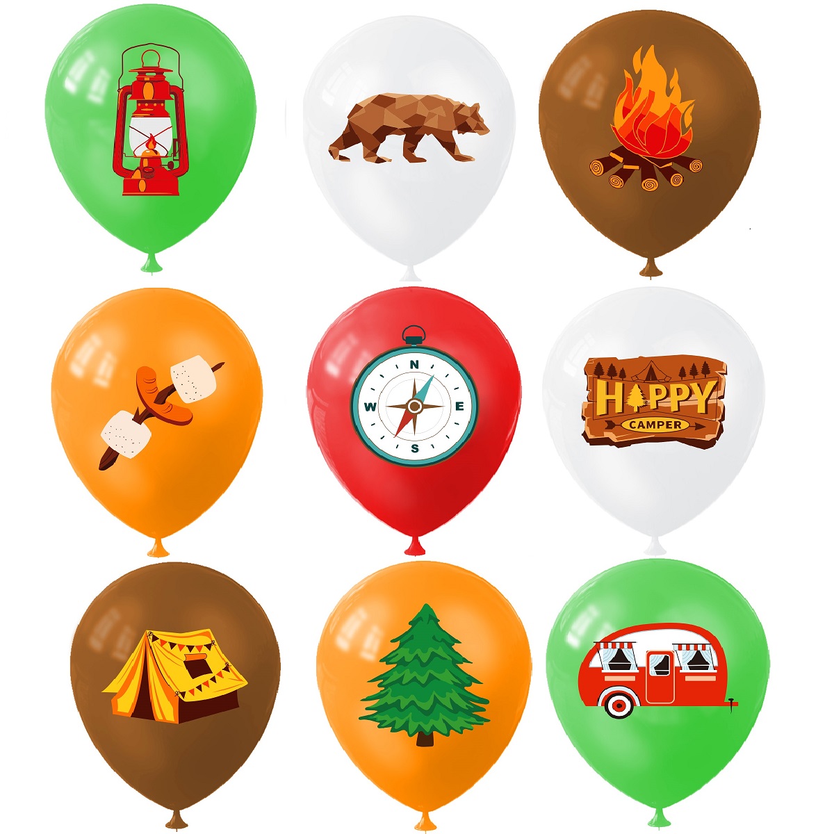 9pcs Happy Camping Balloon, Ou - огляд і ціна Outdoor Adventure Birthday Party